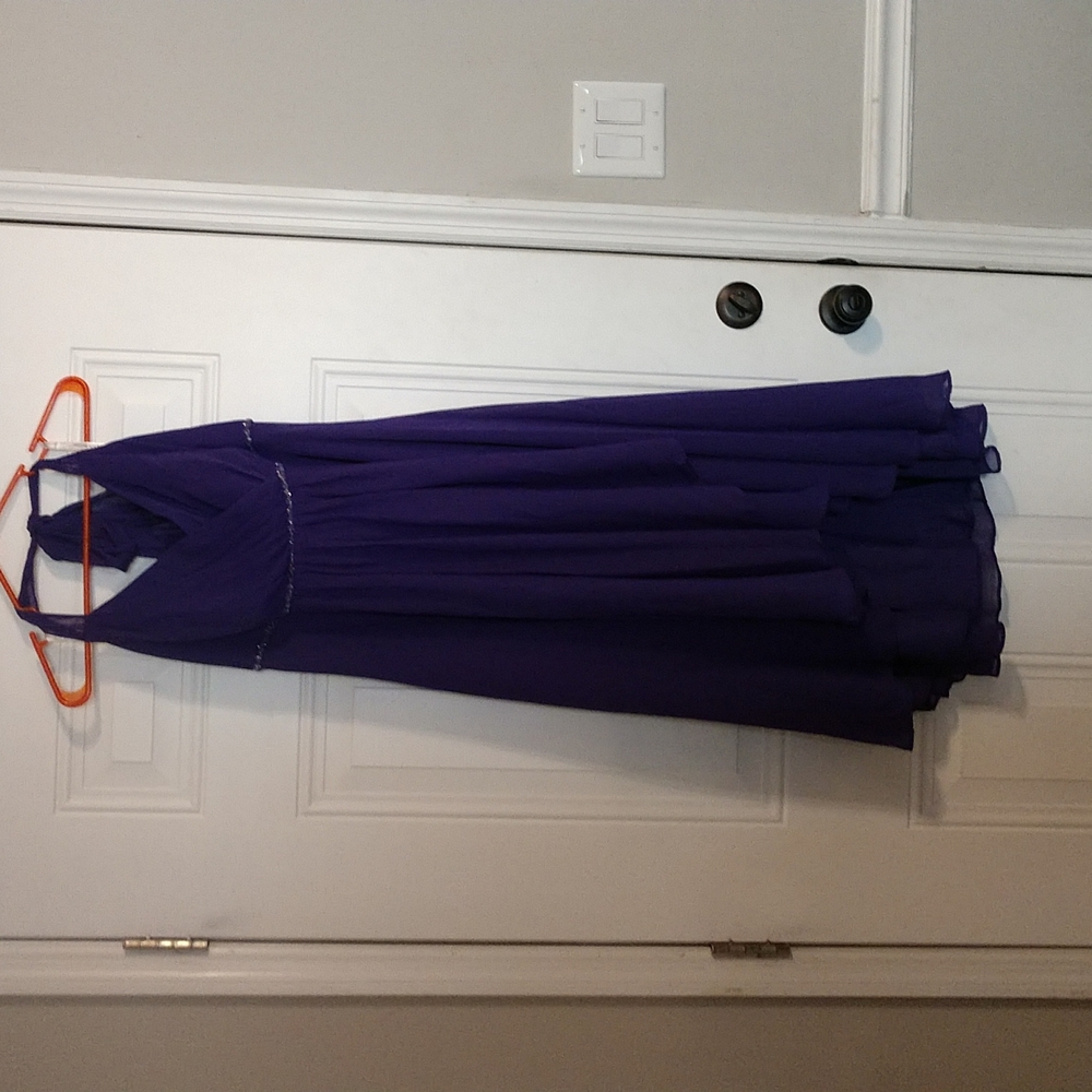 David's Bridal Purple Halter Chiffon Dress